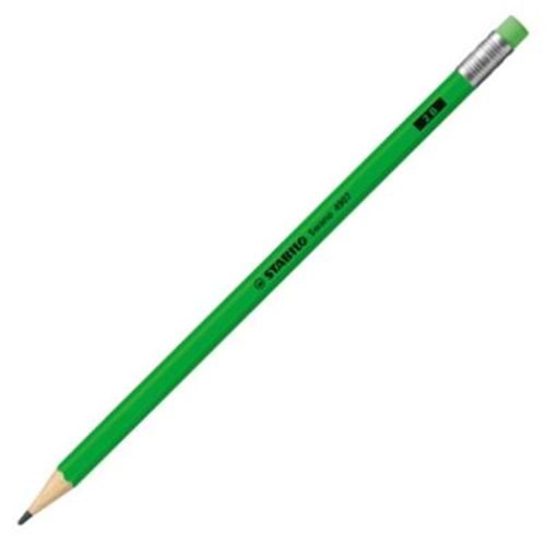 Stabilo Köşeli Fosforlu Renkler Yeşil Gövde Silgili Kurşun Kalem