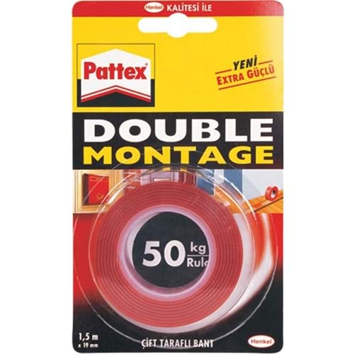 Pattex Extra Güçlü Double Montaj Bandı 1,5mt X 19mm