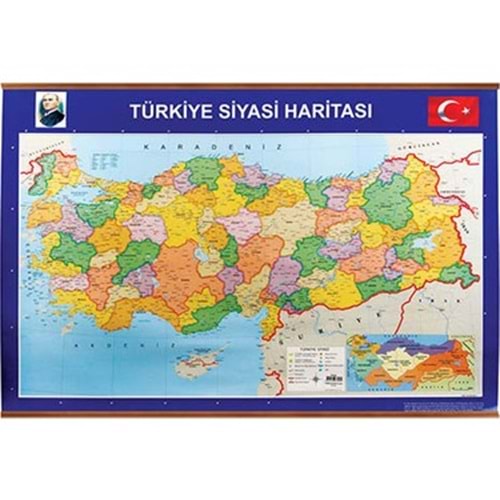 50x70 Siyasi Fiziki Çift Yönlü Türkiye Haitası