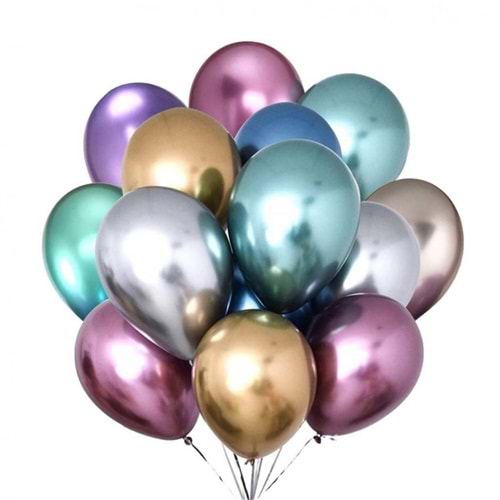 Kika Karışık Metalik Renkli Balon 100 lü Paket