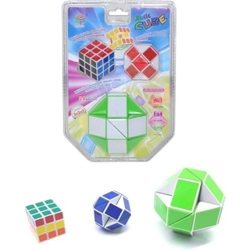 Macig Cube Rübik Küpü 3X3X3 + Mini 3x3x3 + Mini Küre Vakumlu Poşette