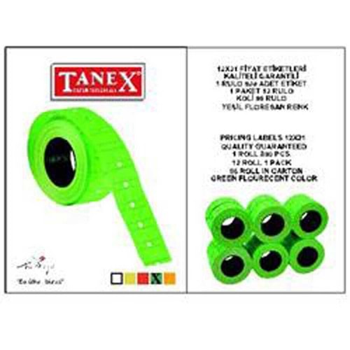 Tanex Fosforlu Yeşil Fiyat Etiketi 12x21 mm 800x6 Adet Rulo
